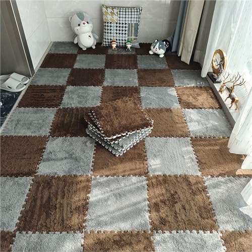 Interlocking Eva Foam Mats with Border, 30 * 30 * 1cm Puzzle Play Mats, Puzzle Rug, Baby Play Mat, Children's Eco Crawling Mat, Extra Thick Baby Foam Mat, Children's Rug(Brown White,36PCS) von NMVAWIPT