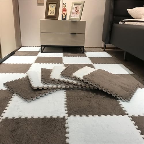 Interlocking Eva Foam Mats with Border, 30 * 30 * 1cm Puzzle Play Mats, Puzzle Rug, Baby Play Mat, Children's Eco Crawling Mat, Extra Thick Baby Foam Mat, Children's Rug(Coffee White,10PCS) von NMVAWIPT