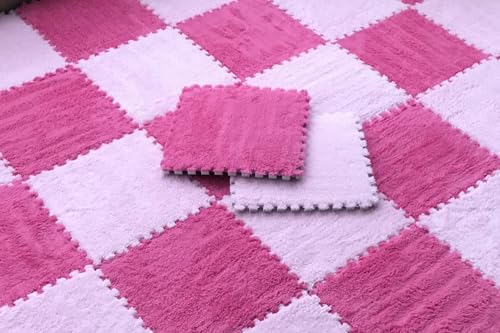 Interlocking Eva Foam Mats with Border, 30 * 30 * 1cm Puzzle Play Mats, Puzzle Rug, Baby Play Mat, Children's Eco Crawling Mat, Extra Thick Baby Foam Mat, Children's Rug(Dark pink pink,10PCS) von NMVAWIPT