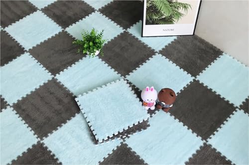 Interlocking Eva Foam Mats with Border, 30 * 30 * 1cm Puzzle Play Mats, Puzzle Rug, Baby Play Mat, Children's Eco Crawling Mat, Extra Thick Baby Foam Mat, Children's Rug(Gray -Blue,9PCS) von NMVAWIPT