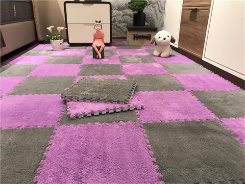 Interlocking Eva Foam Mats with Border, 30 * 30 * 1cm Puzzle Play Mats, Puzzle Rug, Baby Play Mat, Children's Eco Crawling Mat, Extra Thick Baby Foam Mat, Children's Rug(Pink Brown,12PCS) von NMVAWIPT