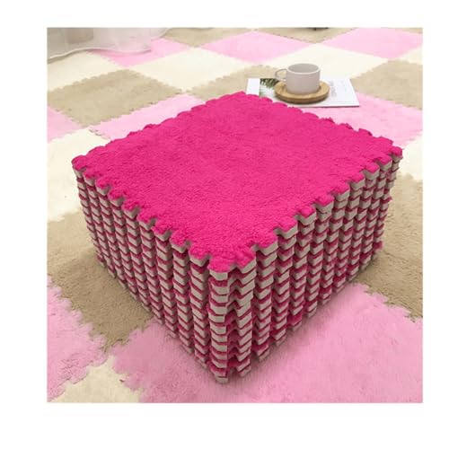 Kinderzimmer Gefliestes Puzzlespielmatten, Mit Grenze, 12 X 12 X 0,4 Zoll Ineinandergreifender Teppich, Eva -Schaummatten, Flauschige Teppiche Für Kinder(Pink,100PCS) von NMVAWIPT