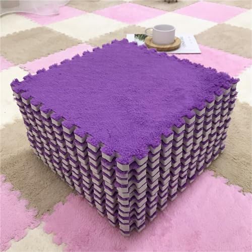 Kinderzimmer Gefliestes Puzzlespielmatten, Mit Grenze, 12 X 12 X 0,4 Zoll Ineinandergreifender Teppich, Eva -Schaummatten, Flauschige Teppiche Für Kinder(Purple,100PCS) von NMVAWIPT