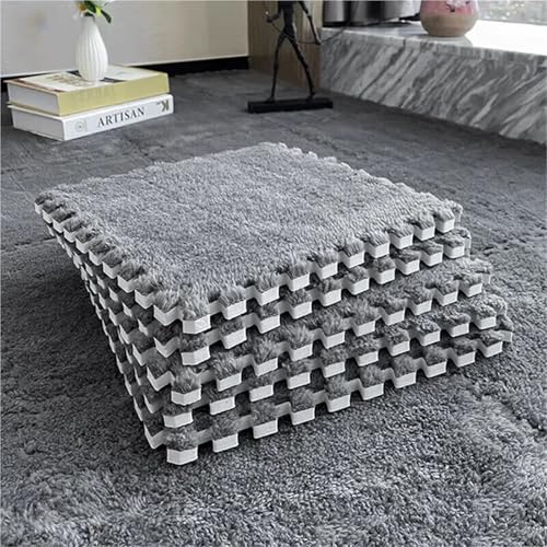 Tiled Puzzle Play Mats, 30 * 30 * 1cm Light Foam Puzzle Rug, Shaggy Soft Baby Play Mat, Children's Eco Crawling Mat, Children's Floor Mats Rug, Interlocking Carpet(Gray,16PCS) von NMVAWIPT