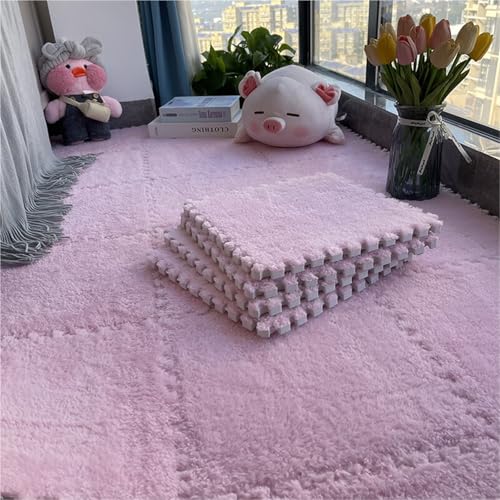 Tiled Puzzle Play Mats, 30 * 30 * 1cm Light Foam Puzzle Rug, Shaggy Soft Baby Play Mat, Children's Eco Crawling Mat, Children's Floor Mats Rug, Interlocking Carpet(Light pink,100PCS) von NMVAWIPT