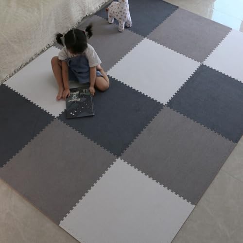 Wohnzimmer Große Geflieste Puzzle- Spielmatten Mit Rand, 24 X 24 X 0,4 Zoll Eva- Schaum- Krabbelmatten Für Kinder Kinderzimmer Zuhause Wohnzimmer Schlafzimmer(Gray,100PCS) von NMVAWIPT