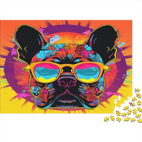 French BullHund Puzzlespiel 1000 Teile Jigsaw Puzzle 1000 Puzzle FüR Erwachsene Kinder Senioren Erwachsenen Puzzlespiel Puzzel 1000pcs (75x50cm) von NNAWFJXG