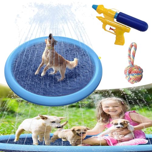 Fido Splash Pool, Fido Splash Pad, Fido Faves Splash Pad, Fidofaves Splash Pad for Dogs, Water Play Dog Splash Pad, Summer Outdoor Foldable Splash Pad Water Table (100CM) von NNBWLMAEE