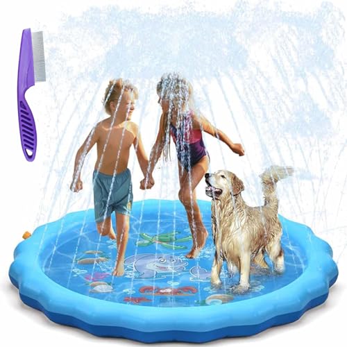 Fidofaves Splash Pad, Fido Splash Pool, Fido Faves Splash Pad Dog Pool, Pet Water Play Toy Dog Splash Pad, Summer Outdoor Non-Slip Water Toys Fun Backyard for Small/Medium/Large Dog (67in) von NNBWLMAEE