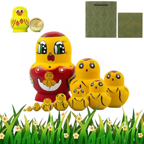 NNBWLMAEE 10 Pcs Yellow Wooden Duck, Duck Nesting Dolls, Stacked Duck, Matrioskas Duck, Stacked Duck Prank, Stacking Ducks Prank, Russian Doll Duck, Suitable for All Ages (C) von NNBWLMAEE