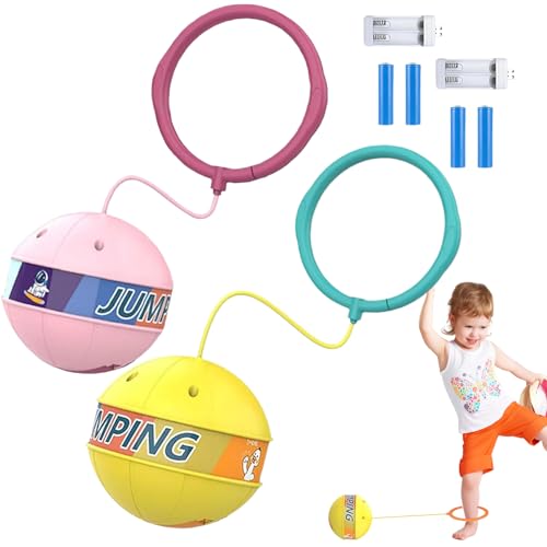 NNBWLMAEE Glowing Bouncing Ball, Sports Swing Ball, Ankle Skipping Toy with Bouncy Ball, Flashing Jump Ring Glowing Jumping Ball for Children & Adults Over 3 Years Old (2PCS-1) von NNBWLMAEE