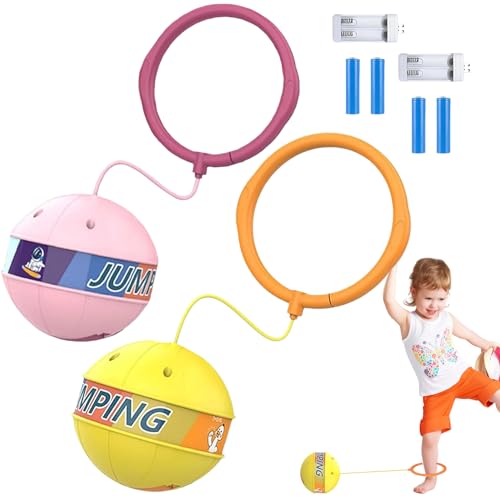 NNBWLMAEE Glowing Bouncing Ball, Sports Swing Ball, Ankle Skipping Toy with Bouncy Ball, Flashing Jump Ring Glowing Jumping Ball for Children & Adults Over 3 Years Old (2PCS-2) von NNBWLMAEE