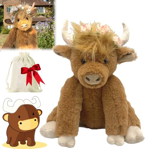 NNBWLMAEE Scottish Handmade Highland Cattle, Highland Cow Stuffed Animal, Realistic Scottish Cow Plush Toy, Scottish Highland Cow Plush, Highland Cow Decor, Gifts for Adults Boys Girls (1pc D) von NNBWLMAEE