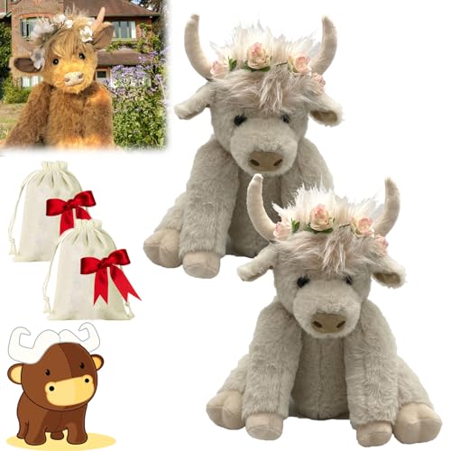 NNBWLMAEE Scottish Handmade Highland Cattle, Highland Cow Stuffed Animal, Realistic Scottish Cow Plush Toy, Scottish Highland Cow Plush, Highland Cow Decor, Gifts for Adults Boys Girls (2pcs H) von NNBWLMAEE