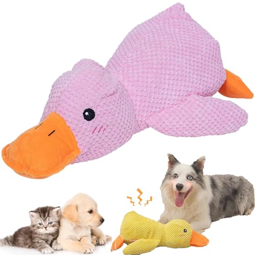 NNBWLMAEE The Mellow Dog, 2024 New Mellow Dog Calming Duck, Zentric Quack-Quack Duck Dog Toy, Cute No Stuffing Duck with Soft Squeaker, Durable Squeaky Dog Toys for Indoor Dog (Pink) von NNBWLMAEE