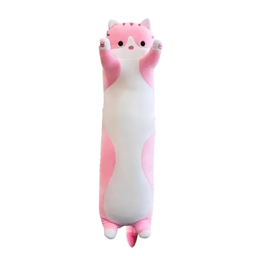 NNCSNE 110CM Kuscheltier Katzen Plüsch Kissen, Katze Kuscheltier Stofftier Lange, Stofftiere Katzen, für Freunde Kinder Dekoration, Geburtstag, Valentinstag, Weihnachten (110CM,Pink) von NNCSNE