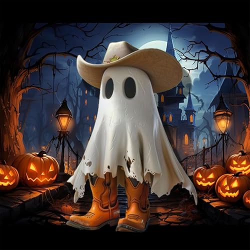 NNCSNE Geister-Walking-Hundestatue, Cowboy-Geist-Figur, Halloween-Geister-Hundestatue, Geister-Walking-Hundestatue, Gruselige Geister-Hunde-Halloween-Statue von NNCSNE