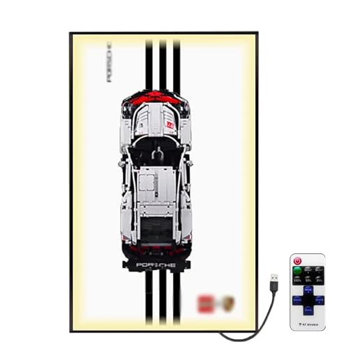 LED-Display-Wandtafel für Lego 42096 Rennmodell, dekorative Anzeigetafeln für Lego Auto, Wandmontage, Geschenk (nur Displaywand, kein Modell) (Option 2) von NNIESSD