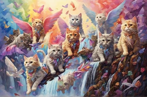 Erwachsenen Puzzle 1000 Teile Klassisches Puzzle Aus Holz Eine Herde Katzen Fliegt Über Einen Wasserfall Das Entfesselt Kreativität Home Decor Artwork Kreative Spiele Sammlung Geschenke von NNNGTAOCER