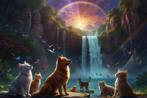 Erwachsenen Puzzle 1000 Teile Klassisches Puzzle Aus Holz Katzen Und Hunde Unter Den Rainbow Falls Das Entfesselt Kreativität Home Decor Artwork Kreative Spiele Sammlung Geschenke von NNNGTAOCER