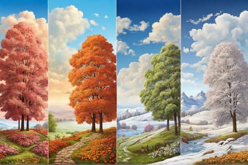 Erwachsenen Puzzle 1000 Teile Klassisches Puzzle Aus Holz Landschaft Der Vier Jahreszeiten Im Frühling, Sommer Und Herbst Das Entfesselt Kreativität Decor Artwork Kreative Spiele Sammlung Geschenke von NNNGTAOCER