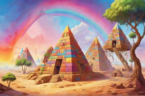 Erwachsenen Puzzle 1000 Teile Klassisches Puzzle Aus Holz Pyramide Baumelt Unter Einem Regenbogen Das Entfesselt Kreativität Home Decor Artwork Kreative Spiele Sammlung Geschenke von NNNGTAOCER