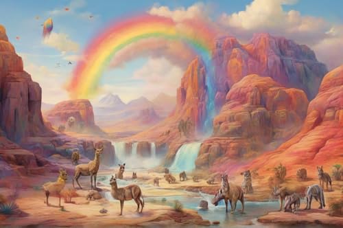 Erwachsenen Puzzle 1000 Teile Klassisches Puzzle Aus Holz Tiere Trinken Wasser Unter Einem Regenbogen Das Entfesselt Kreativität Home Decor Artwork Kreative Spiele Sammlung Geschenke von NNNGTAOCER