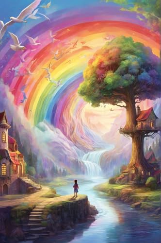 Erwachsener Puzzle 500 Teile Aus Holz Puzzle Baumhaus Und Mädchen Unter Dem Regenbogen Das Entfesselt Kreativität Home Decor Artwork Kreative Spiele Sammlung Geschenke von NNNGTAOCER