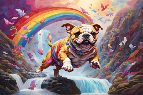 Erwachsener Puzzle 500 Teile Aus Holz Puzzle Bulldogge Auf Rainbow Falls Das Entfesselt Kreativität Home Decor Artwork Kreative Spiele Sammlung Geschenke von NNNGTAOCER