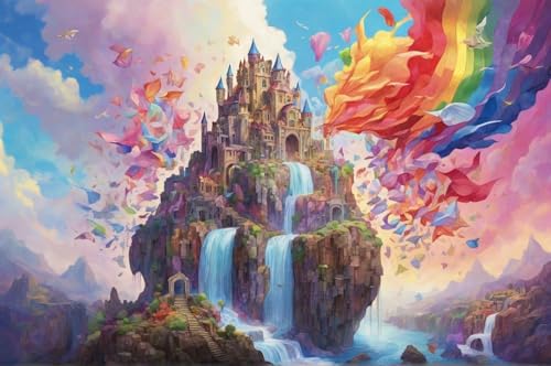 Erwachsener Puzzle 500 Teile Aus Holz Puzzle Burgen Und Bunte Wolken An Wasserfällen Das Entfesselt Kreativität Home Decor Artwork Kreative Spiele Sammlung Geschenke von NNNGTAOCER