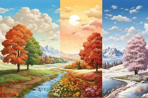 Erwachsener Puzzle 500 Teile Aus Holz Puzzle Die Landschaft Der Vier Jahreszeiten, Im Wandel Das Entfesselt Kreativität Home Decor Artwork Kreative Spiele Sammlung Geschenke von NNNGTAOCER