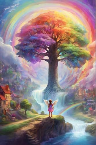 Erwachsener Puzzle 500 Teile Aus Holz Puzzle Engel Mädchen Unter Regenbogen Und Großem Baum Das Entfesselt Kreativität Home Decor Artwork Kreative Spiele Sammlung Geschenke von NNNGTAOCER