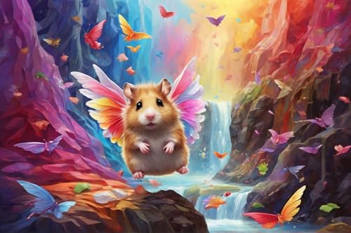 Erwachsener Puzzle 500 Teile Aus Holz Puzzle Hamster Fliegen Über Einen Wasserfall Das Entfesselt Kreativität Home Decor Artwork Kreative Spiele Sammlung Geschenke von NNNGTAOCER