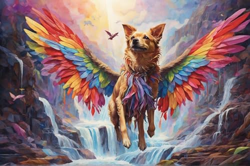 Erwachsener Puzzle 500 Teile Aus Holz Puzzle Hund Fliegt Unter Einem Wasserfall Das Entfesselt Kreativität Home Decor Artwork Kreative Spiele Sammlung Geschenke von NNNGTAOCER