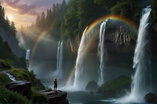 Erwachsener Puzzle 500 Teile Aus Holz Puzzle Regenbögen Und Menschen Unter Dem Wasserfall Das Entfesselt Kreativität Home Decor Artwork Kreative Spiele Sammlung Geschenke von NNNGTAOCER