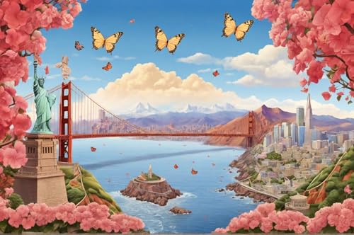 Puzzle 1000 Teile Holzpuzzle Für Erwachsene Die Golden Gate Bridge Und Die Freiheitsstatue Auf Dem Wasser Klassiker Wohnkultur Kunstwerk Kreative Spiele Sammlung Geschenke von NNNGTAOCER