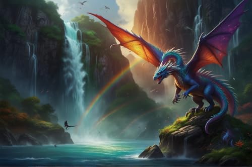 Puzzle 1000 Teile Holzpuzzle Für Erwachsene Wyvern Unter Den Rainbow Falls Klassiker Wohnkultur Kunstwerk Kreative Spiele Sammlung Geschenke von NNNGTAOCER