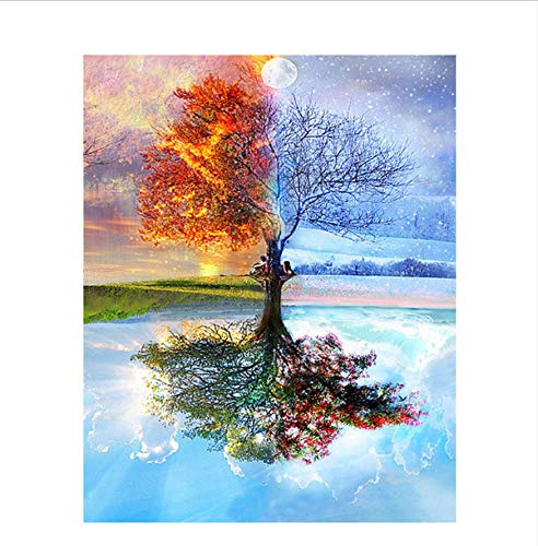 NNNGTAOCER 1000 Teile Holzpuzzle 3D Klassisches Puzzle Baumlandschaft Vier Jahreszeiten DIY Moderne Kunst Hauptdekor, 75x50cm von NNNGTAOCER