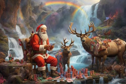 Puzzle 1500 Teile Puzzles Für Hölzern Erwachsene DIY 3D Spielen Sie Das Spiel „Weihnachtsmann Und Der Elch“ Das Entfesselt Kreativität Home Decor Artwork Kreative Spiele Sammlung Geschenke von NNNGTAOCER