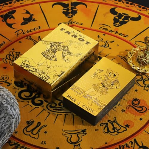 NNNYDJY Goldene Folie Tarot Rose Goldene Tarot Kunststoff Wasserdicht Tarot Band Bedienungsanleitung Brettspiel Karte für Erwachsene Party Geschenk Mädchen Gold Foil Tarot von NNNYDJY