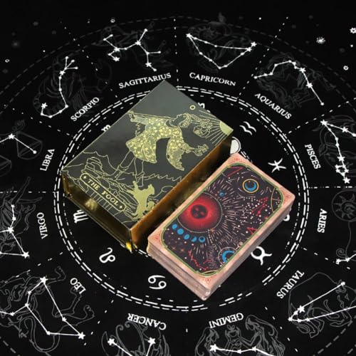 NNNYDJY Goldfolie Tarot Kunststoff Wasserdicht Tarotkarten Vollständige englische Ausgabe Magier Tarot Deck Brettspiel Senden Sie englische Regeln Gold Foil Tarot von NNNYDJY