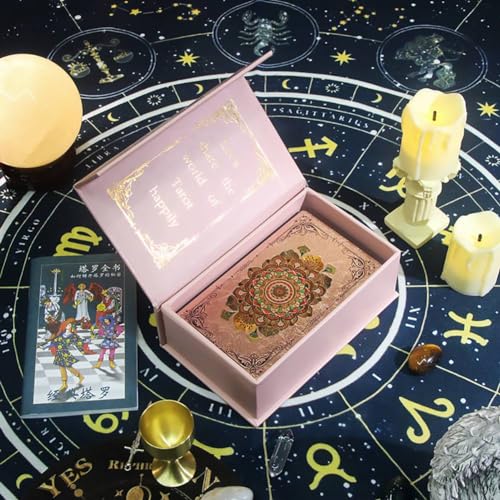 NNNYDJY Goldfolie Tarot-Plastikkarten Rose Pink Oracle Wasserdichtes Kartendeck Mysteriöses Brettspiel Wahrsagekarten Gold Foil Tarot von NNNYDJY