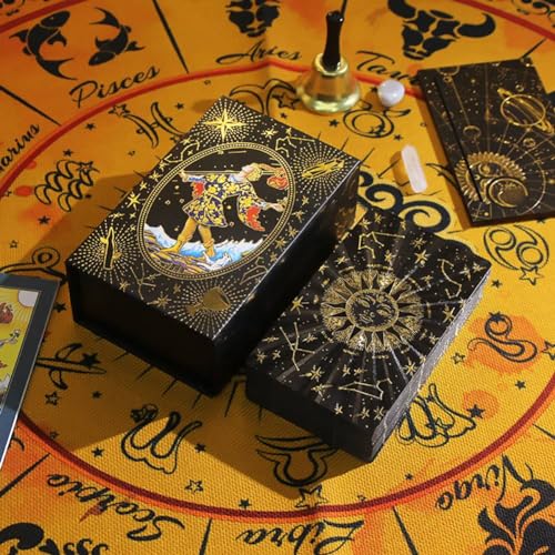 NNNYDJY Goldfolien-Tarotkarten. Fantastisches Brettspielset für Vorhersagen mit Kartenständer aus Holz Gold Foil Tarot von NNNYDJY