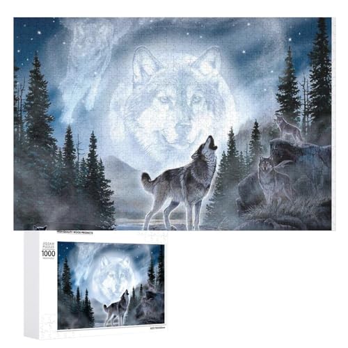 Wolf 1000 Teile Puzzle Für Erwachsene Und Kinder Ab 10 Jahren 3D Puzzle DIY Tiere Wolf Moderne Bild Home Decor Für Wohnzimmer (Puzzle 2,1000pcs (52x38cm)) von NNSECC