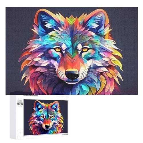 Wolf 1000 Teile Puzzle Für Erwachsene Und Kinder Ab 10 Jahren 3D Puzzle DIY Tiere Wolf Moderne Bild Home Decor Für Wohnzimmer (Puzzle 4,1000pcs (52x38cm)) von NNSECC