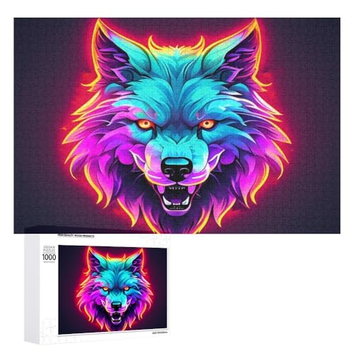 Wolf 1000 Teile Puzzle Für Erwachsene Und Kinder Ab 10 Jahren 3D Puzzle DIY Tiere Wolf Moderne Bild Home Decor Für Wohnzimmer (Puzzle 5,500pcs (52x38cm)) von NNSECC