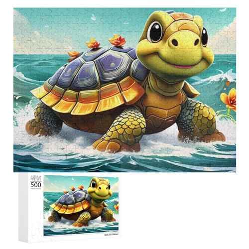 Zeichentrickfilm-Schildkröte Puzzle Für Erwachsene Puzzles 1000 Teile Für Frauen, Männer, Holzpuzzle Erwachsene (Puzzle 6,1000pcs (75x50cm)) von NNSECC