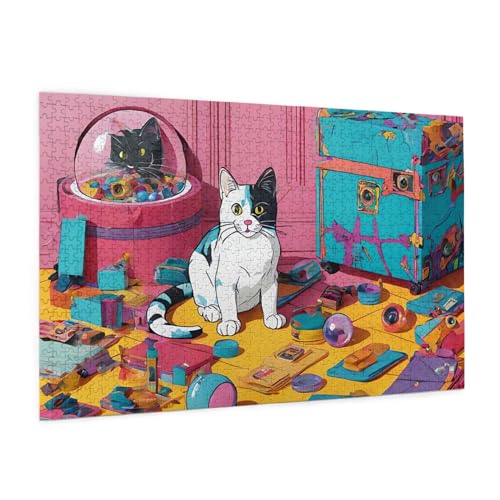 Katze Puzzles Puzzles 1000 Teile Tier Puzzles Spiele Puzzle Für Erwachsene, Kinder, Jungen, Mädchen, Geschenk (3,1000pcs (75x50cm)) von NNSECS
