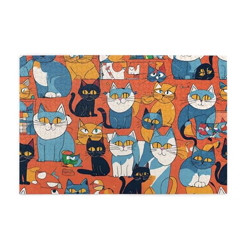 Katze Puzzles Puzzles 1000 Teile Tier Puzzles Spiele Puzzle Für Erwachsene, Kinder, Jungen, Mädchen, Geschenk (5,300pcs (40x28cm)) von NNSECS