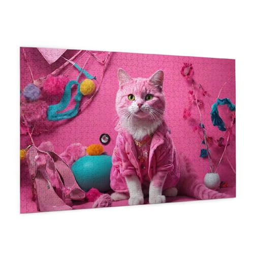 Katze Puzzles Puzzles 1000 Teile Tier Puzzles Spiele Puzzle Für Erwachsene, Kinder, Jungen, Mädchen, Geschenk (7,1000pcs (75x50cm)) von NNSECS